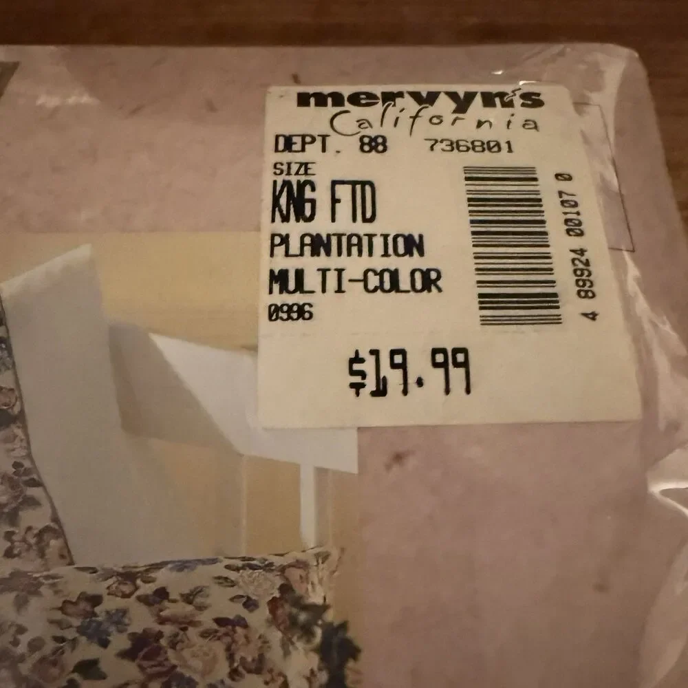 Mervyns Caress King Fitted Sheet Plantation Floral VTG 90s Cottagecore USA